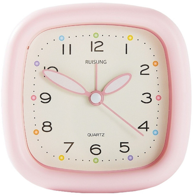 RUISUNG 심플 디자인 취침등 미니 탁상시계, 핑크