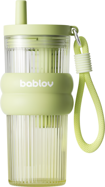 bablov 花伴森 Tritan 炫炫夏季吸管杯, 豆沙綠, 1個, 680ml
