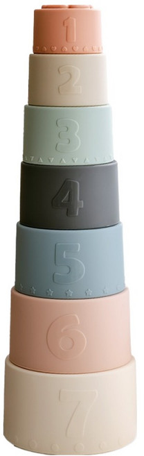 아무브 실리콘 아기 컵쌓기 장난감 스태킹컵, 파스텔, 1개