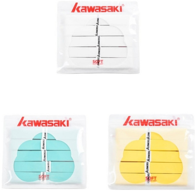 kawasaki 川崎 超柔軟握把布 3款 x 5入組, 白色 + 黃色 + 薄荷綠, 1套