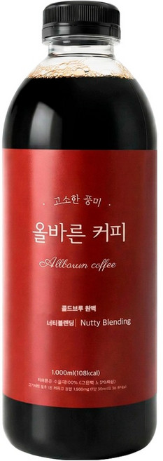 올바른커피 콜드브루 너티 블렌딩 더치커피 원액, 1개, 1개입, 1L