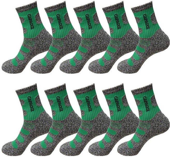 가파치 여성용 두꺼운 스포츠 이중바닥 작업 양말, 그린, 10개