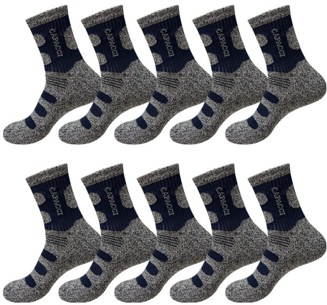 가파치 남성용 두꺼운 스포츠 이중바닥 작업 양말, 네이비, 10개