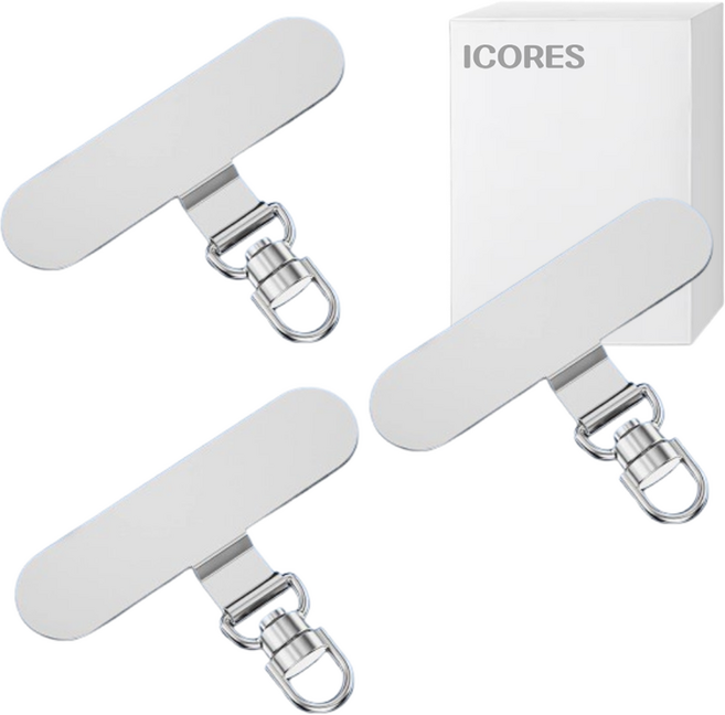아이코어스 핸드폰 스트랩 태그홀더, 실버, 3개