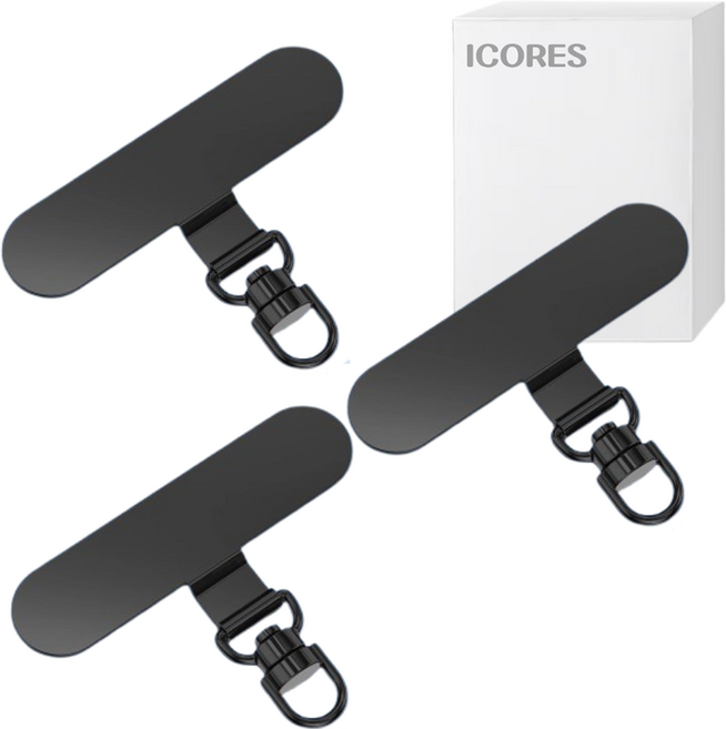 아이코어스 핸드폰 스트랩 태그홀더, 블랙, 3개