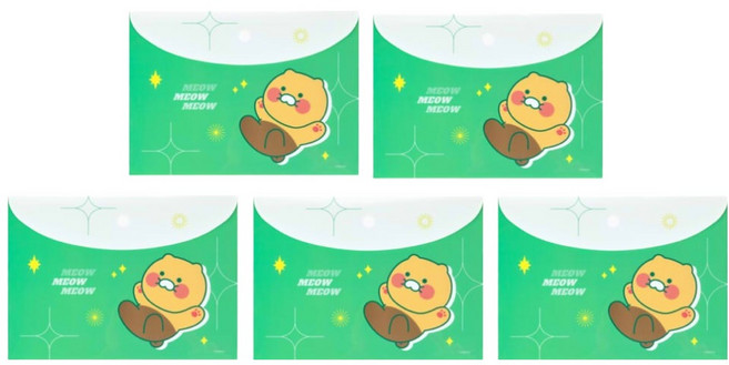 카카오프렌즈 비비드 똑딱이 봉투 파일 화일 케이스, 춘식이, 5개