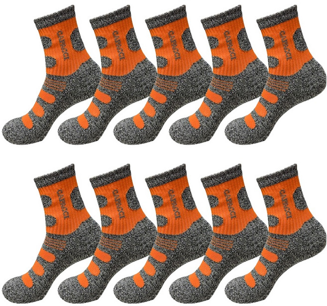 가파치 여성용 두꺼운 스포츠 이중바닥 작업 양말, 오렌지, 10개