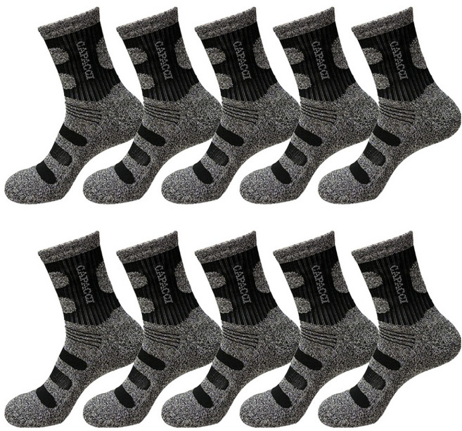 가파치 남성용 두꺼운 스포츠 이중바닥 작업 양말, 블랙, 10개