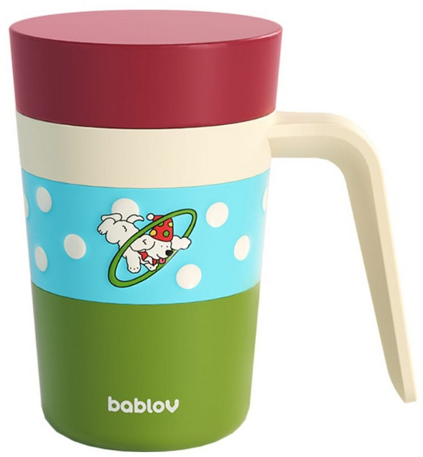 bablov 花伴森 陶瓷內膽附蓋哈皮保溫杯, 幻戲表演團, 1個, 450ml