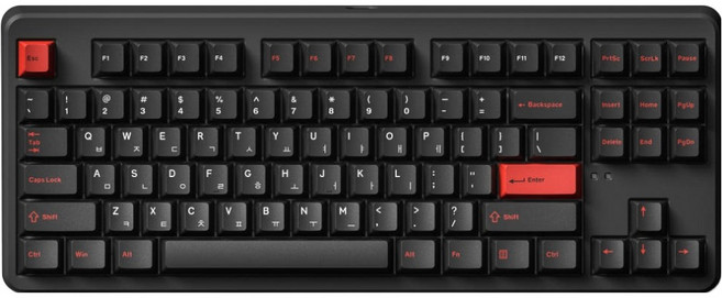 에프엘이스포츠 가스켓 마운트 블루투스 유무선 기계식 텐키리스 키보드 리치베리축, Black Red, FL-ESPORTS X80, 제조사축