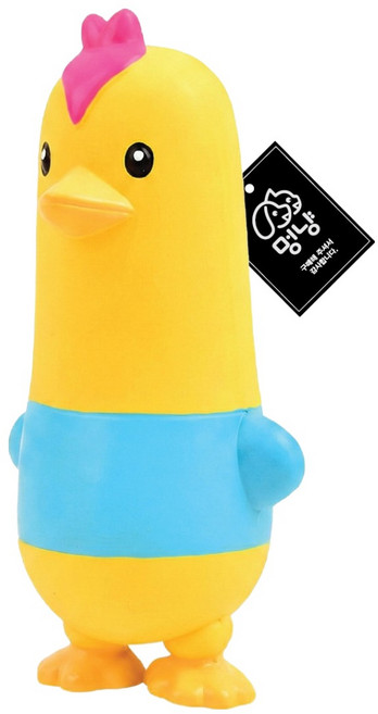 멍냥 강아지 만화 라텍스 삑삑이 장난감 닭, 옐로우, 1개