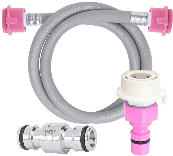 와이넷 스마트 연장용 세탁기호스 온수 핑크 1m, 1개