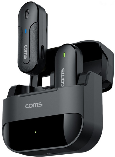 컴스 싱글 노이즈캔슬링 최대 30m 무선 핀마이크, VA345, 블랙