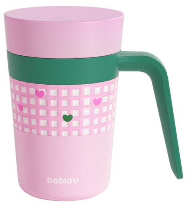 bablov 花伴森 陶瓷內膽附蓋哈皮保溫杯, 莓心吹風日, 1個, 450ml