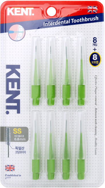 켄트 치간칫솔 그린 SS, 0.8mm, 8개입, 1개