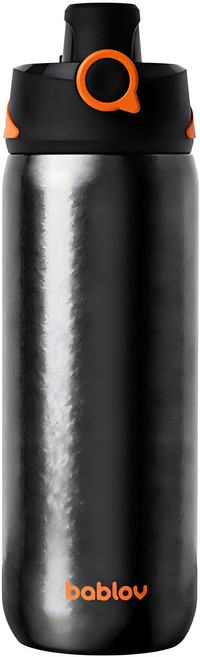 bablov 花伴森 純鈦幾何運動保溫水壺, 寂夜黑, 1個, 750ml