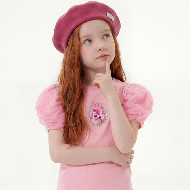 PremierFam 兒童款 Catch! Teenieping 蕾絲泡泡袖五分袖T恤