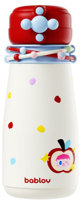 bablov 花伴森 316牛奶雙飲口保溫瓶, 蘋果甜心, 1個, 880ml