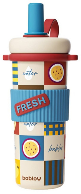 bablov 花伴森 陶瓷內膽 GOGO吸管保溫杯, 芒裡偷閒, 1個, 720ml