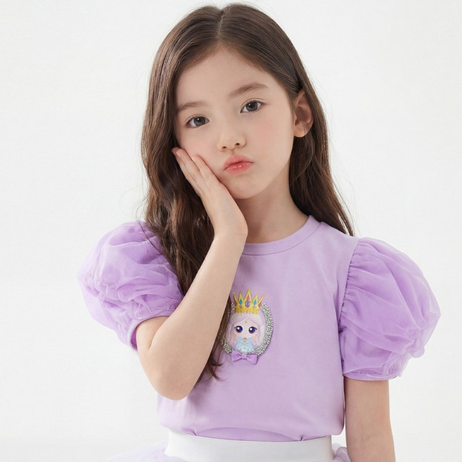 프리미에팜 아동용 캐치 티니핑 레이스 퍼프 5부 반팔 티셔츠