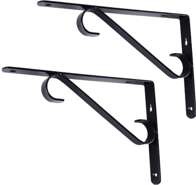 지오비즈 벽 ㄱ자 고정 선반대 200mm, 블랙, 2개