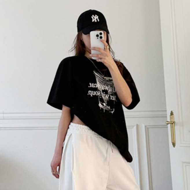 난닝구 여성용 누센브 나염 반팔티