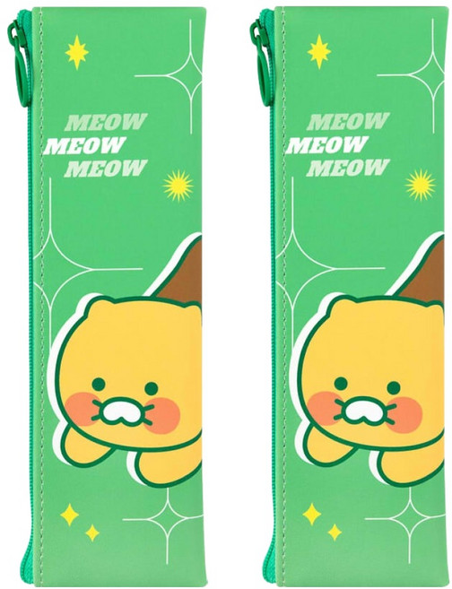 카카오프렌즈 비비드 멀티 파우치형 미니 슬림 플랫 펜슬 케이스, 2개, 춘식이