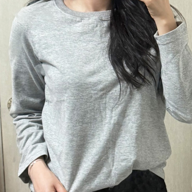 여성용 긴팔 기본 티셔츠