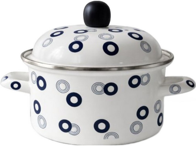 HAKOYA Indigo 電磁爐琺瑯附蓋雙耳鍋 HA-IN165, 1個, 甜甜圈, 16.5cm