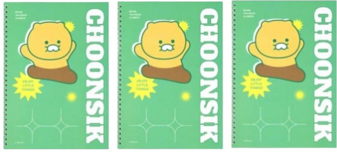 카카오프렌즈 비비드 신학기 얇은 스프링 무지 무선 연습장 B5, 춘식이, 3개