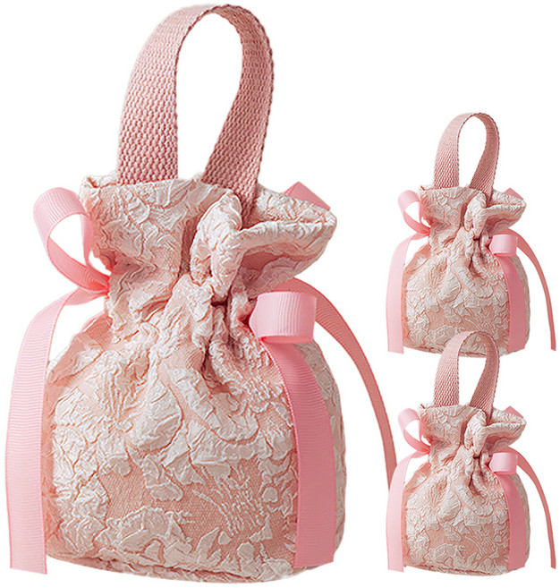 모던앳 웨딩 선물 포장 복주머니, 핑크, 3개