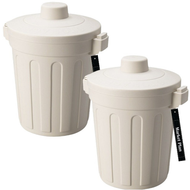 마켓플랜 음식물 강력 밀폐형 쓰레기통 1L, 아이보리, 2개