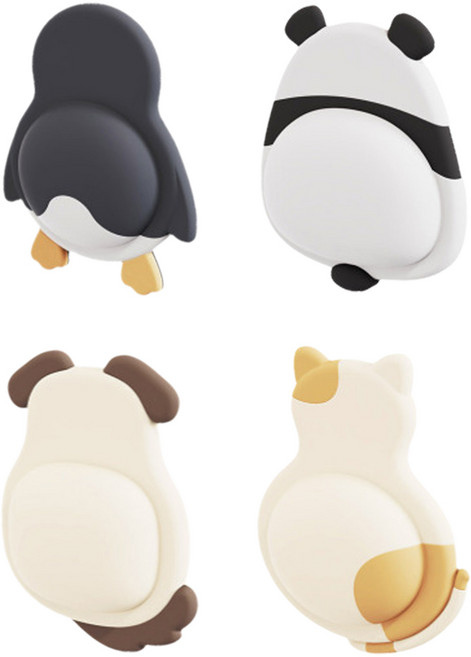 온트리 문쾅방지 실리콘 도어쿠션 4종 세트, 펭귄, 판다, 강아지, 고양이, 1세트
