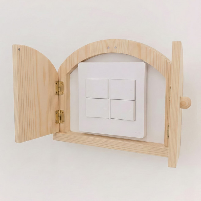 하이앤드라이 무타공 아치형 우드 스위치 가리개, 네추럴
