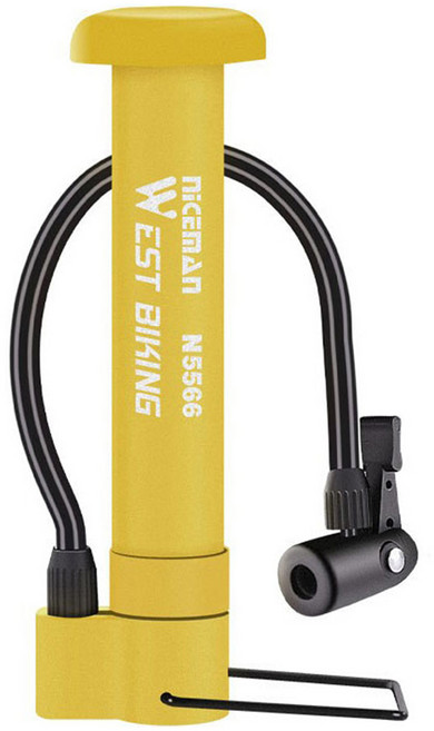 웨스트바이킹 아리나라 휴대용 자전거 펌프 공기주입기 사이클링 장비, 옐로우, 1개