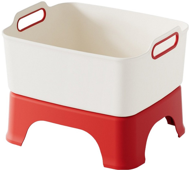 앤티스 허리가 편한 바른자세 싱크대 키높이 배수형 설거지통, 레드, 1개