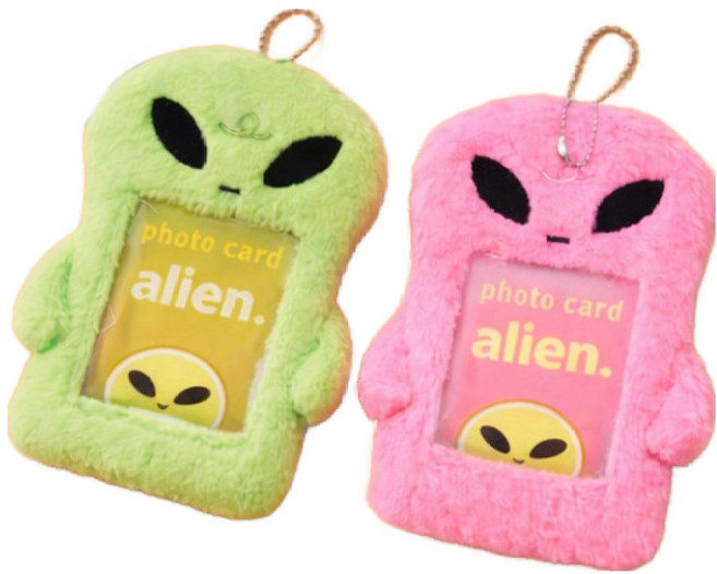 소윤랩 에일리언 카드 포카키링 2종 세트, 그린, 핑크