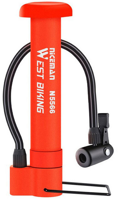 웨스트바이킹 아리나라 휴대용 자전거 펌프 공기주입기 사이클링 장비, 레드, 1개
