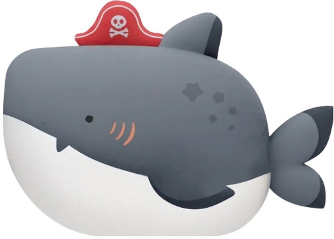 밀로앤개비 동물 베개 + 매쉬 솜포함 쟈크 상어, 혼합색상