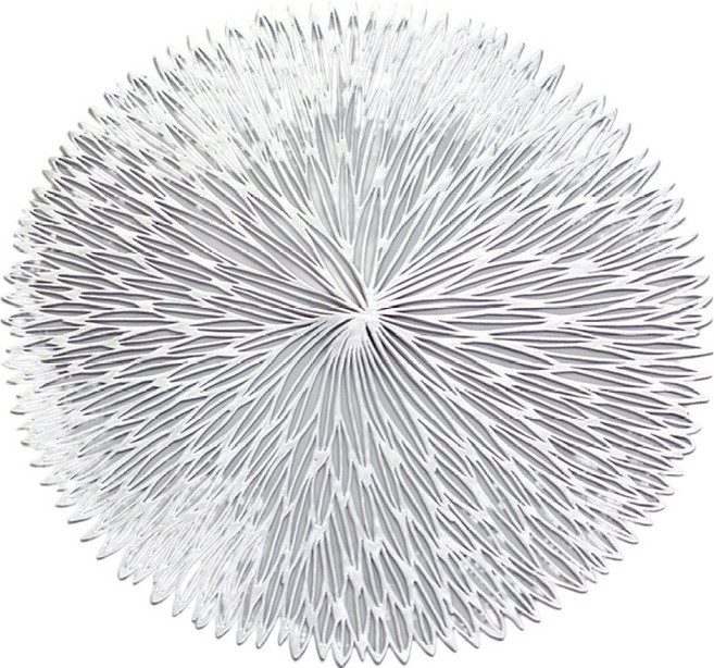 바름마켓 북유럽 스타일 원형 플레이트, 실버, 1개, 직경 38cm