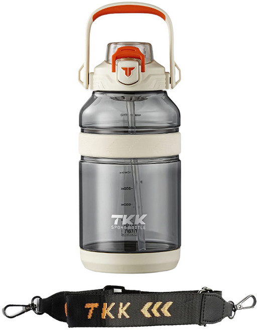 TKK 攀峰手提大容量水壺 Tritan 附背帶, 電光白, 1個, 2L