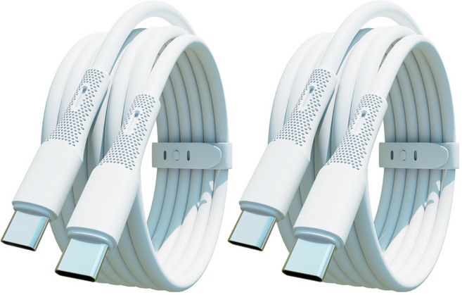 Essenceware Type-C to Type-C 矽膠 60W PD 超高速充電線, 白色, 2個, 1m
