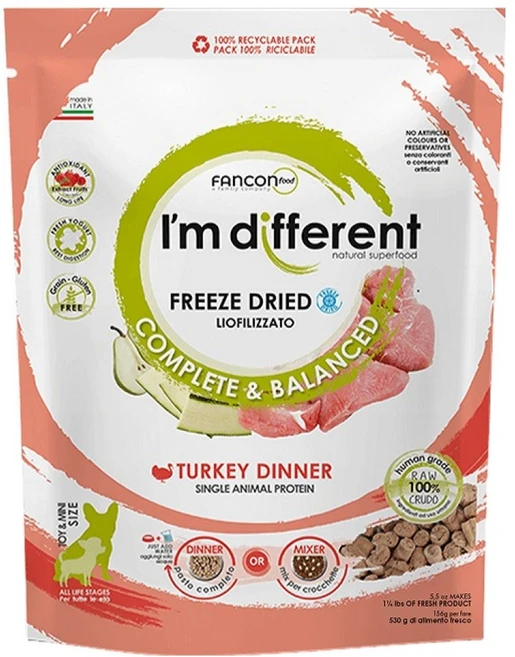 아임디퍼런트 강아지 디너 동결건조 사료, 1개, 156g, 칠면조 - 쿠팡