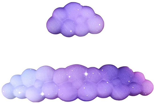 다다랜드 쿨 말랑 실리콘 키보드 손목 받침대 + 마우스 손목 받침대 세트 구름패드, 그라데이션퍼플, 1세트