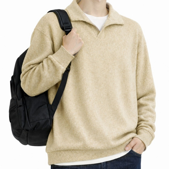 가이스토리 남성용 크렌 오버핏 카라 긴팔 니트