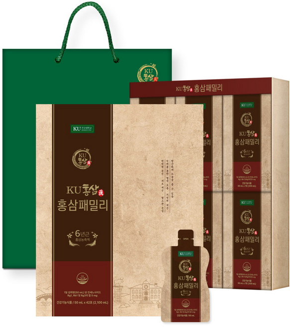 Konkuk 紅參家族 7入 + 購物袋, 2.1L, 1個