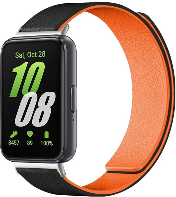 스페이스쉴드 매트 그레인 마그넷 링크 실리콘 스트랩, 블랙오렌지, 1개