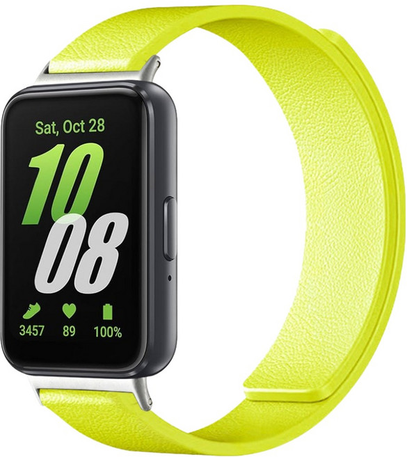 스페이스쉴드 매트 그레인 마그넷 링크 실리콘 스트랩, 라임, 1개