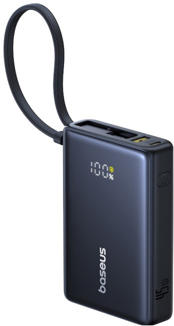 베이스어스 케이블 일체형 보조배터리 45W 10000mAh, 코스믹 블랙, PPPG-1W45C