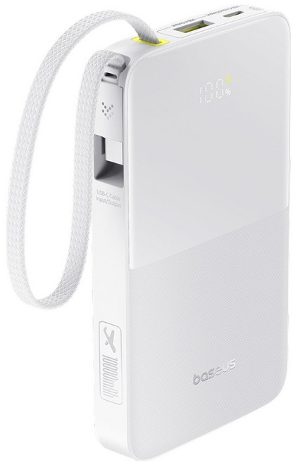 베이스어스 일체형 보조배터리 기내용 22.5W Bipow2 PRO 10000mAh, 화이트, PPBD2-1W20